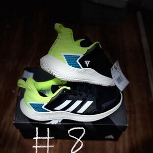 Adidas Kids Black and Lime Sneakers